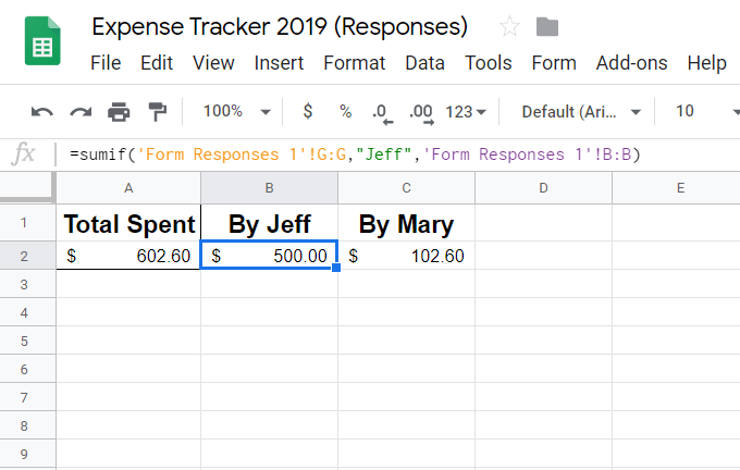 google expense tracker