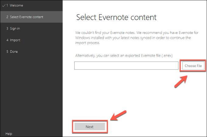 import evernote to onenote