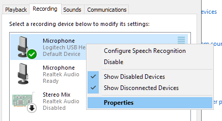 how to adjust mic gain windows 10