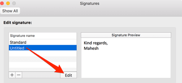 how to change signature in outlook mac