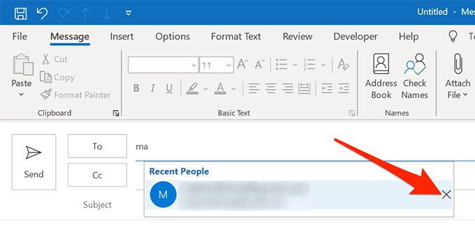 outlook autocomplete contacts not working