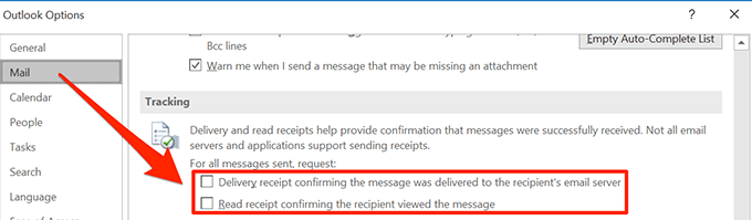 outlook read receipt work with outlook only