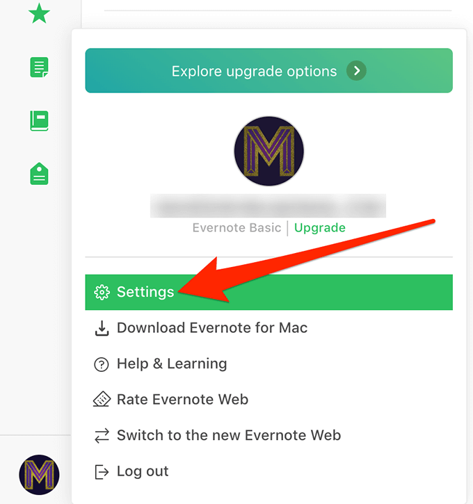 evernote settings