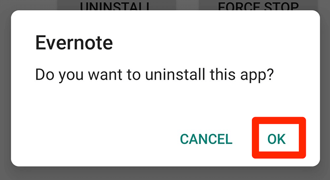 remove evernote android