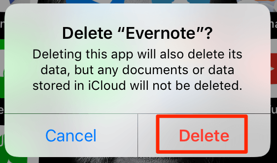 remove evernote iphone