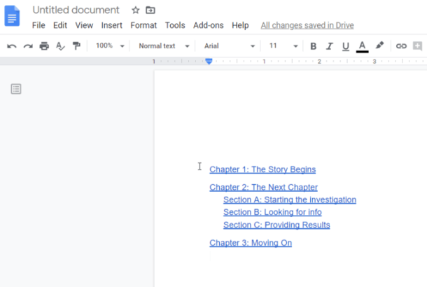 How a Google Docs Table Of Contents Works