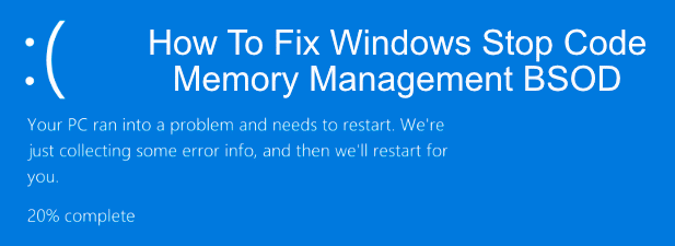 Windows 9-Absturzspeicherverwaltungsfehler