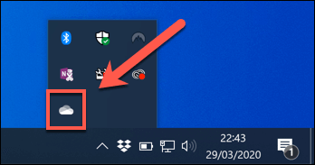 onedrive icon missing windows 10