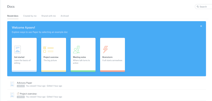 dropbox paper spreadsheet