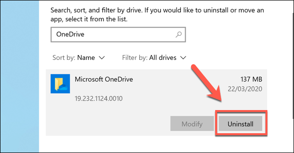 microsoft one drive disable
