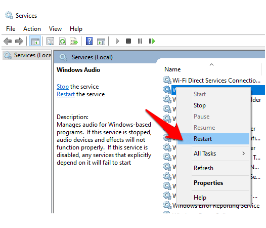 reset sound settings windows 10