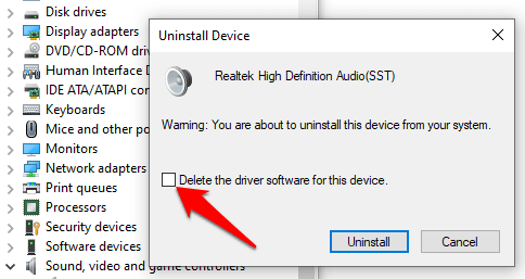 how to reset audio driver windows 10