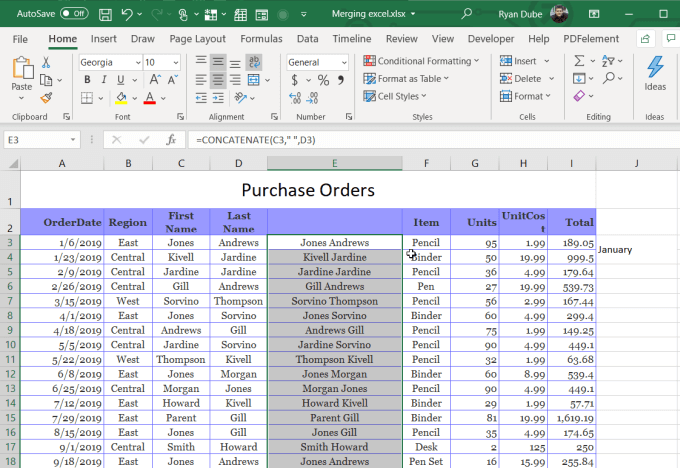simultaneously merge and center in excel