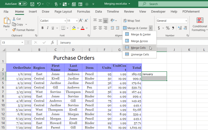 merge excel