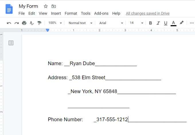 How to Make a Fillable Google Docs Form With Tables image 3