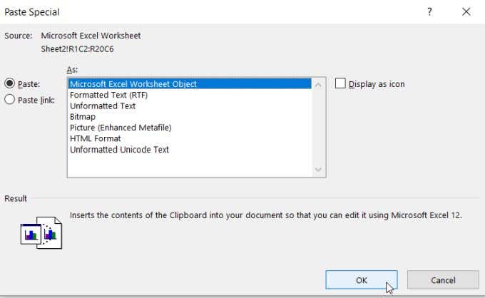 How to Insert an Excel Worksheet into a Word Doc image 7