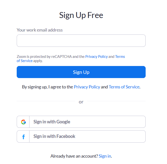 sign in to zoom