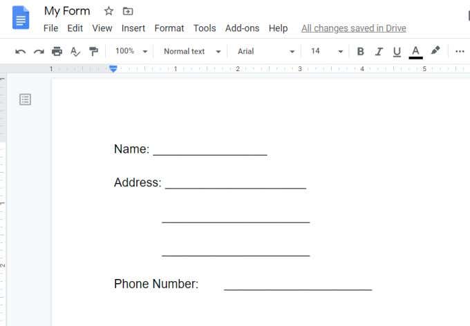 How to Make a Fillable Google Docs Form With Tables - 2