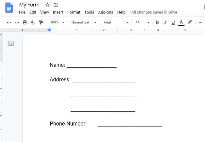 How To Make A Fillable Google Docs Form With Tables 2022 