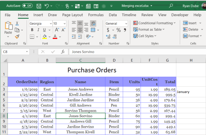 Excel Combine Cells Into One