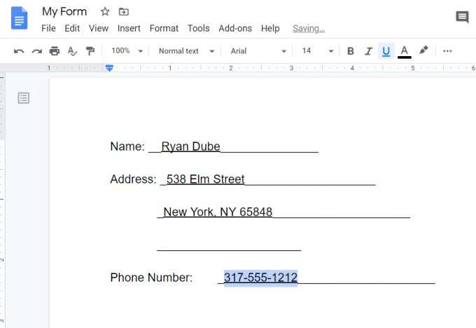 How to Make a Fillable Google Docs Form With Tables - 7