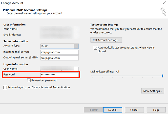 change my password on outlook for mac