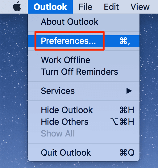 outlook for mac change password