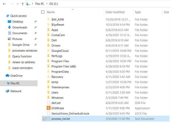Save a List of Running Processes to a Text File in Windows image 4