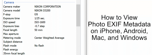 View Photo EXIF Metadata on iPhone, Android, Mac, and Windows image 1
