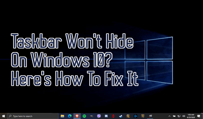hide taskbar on second monitor windows 10