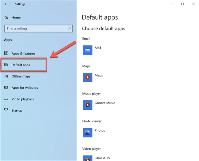 how to change default program for app windows 10