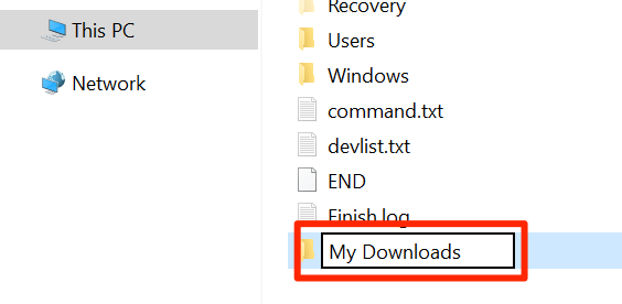 windows default download folder