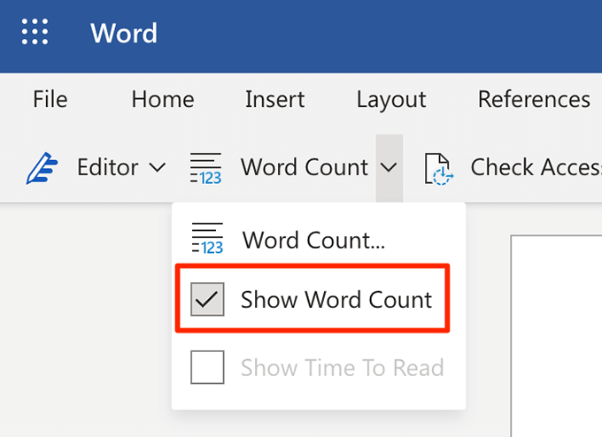 how to check word count on word mobile