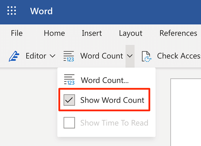 microsoft word word count highlight