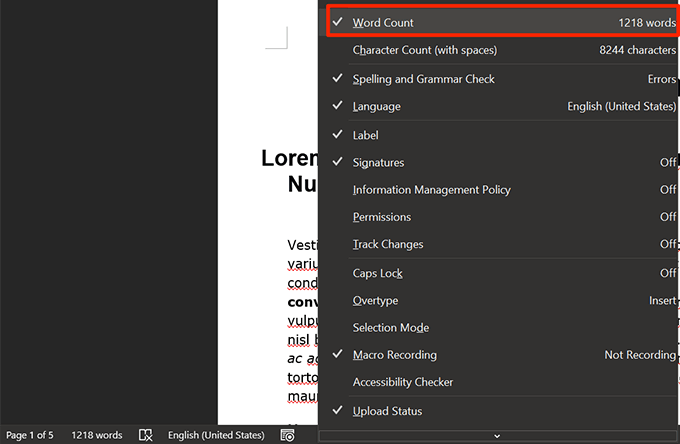 word 2016 word count disappeared