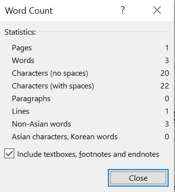 how to insert word count in word 2015