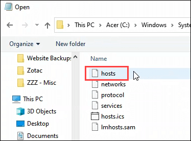 comment filtrer le site à l'aide du fichier hôte avec Windows 7