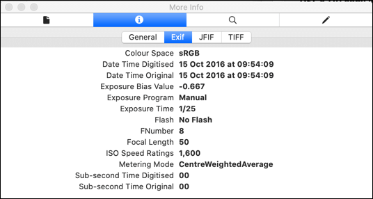 view exif data for a photo mac
