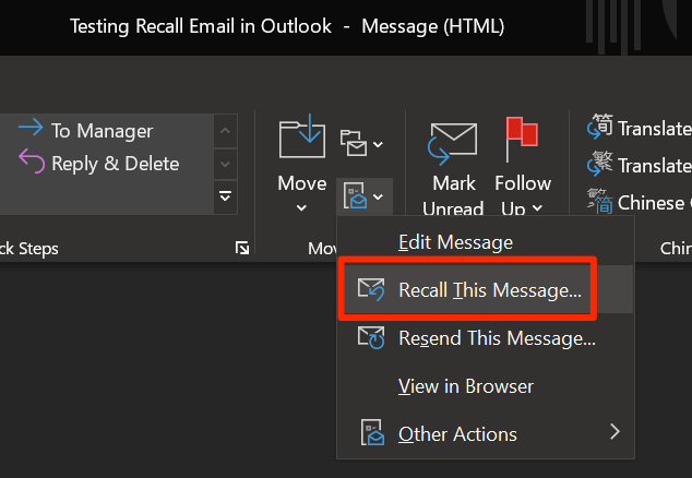 recall email outlook 2016 on mac