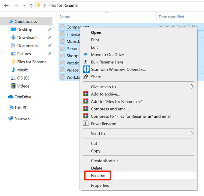 batch script to rename files in a folder