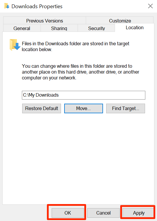 windows 10 change default file location