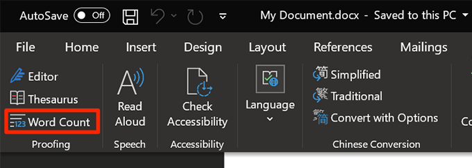 microsoft word word count with index and tables