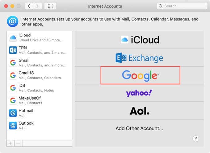 add internet account for mac linkedin