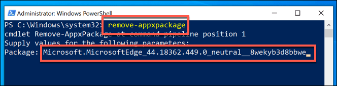 how to uninstall microsoft edge with powershell