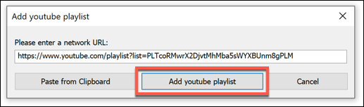 Adding a YouTube playlist