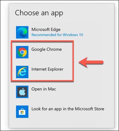 locate link browser windows 10