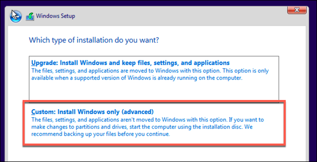 Windows Installation Custom Install