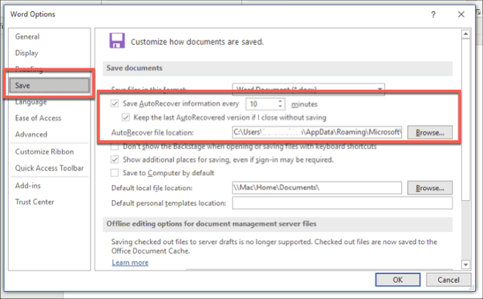 find autorecover word files windows 8