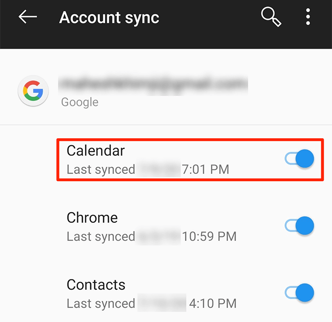google sync just calendar