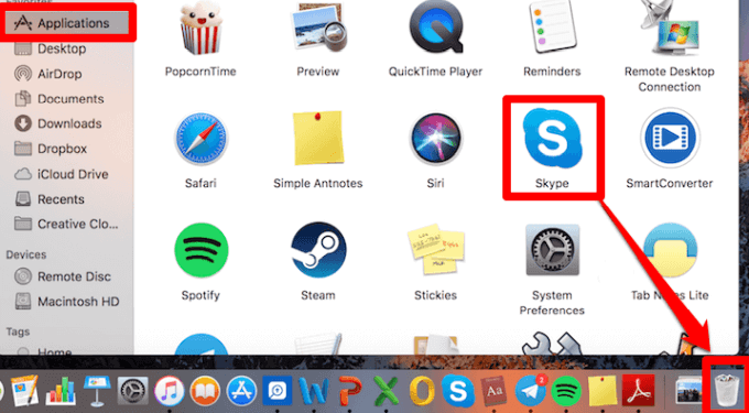 how to uninstall skype on a mac